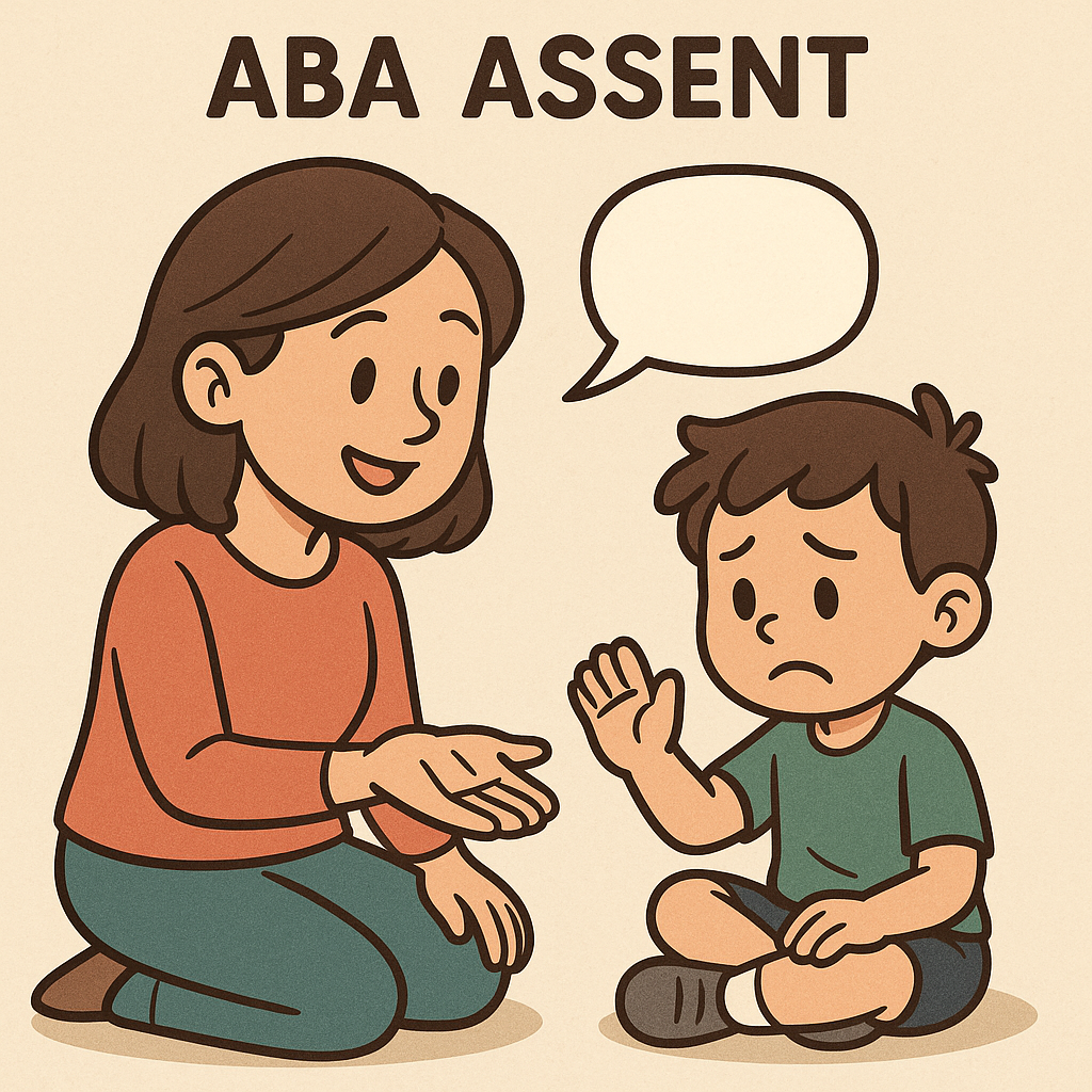 Image of parent practicing ABA therapy with her child, using Assent.